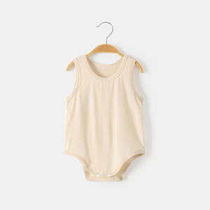All'ingrosso tuta Modal bebè senza maniche in tinta unita bebè <span class=keywords><strong>canottiera</strong></span> bebè tutine estive per Newbron - Product Image 4