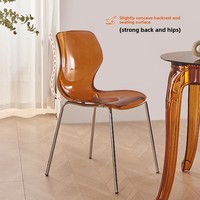 Chaise de salle à manger moderne en acrylique transparent avec dossier en fer et assise en PC, idéale pour petit appartement, mobilier de maison, favori des influenceurs, effet cristal