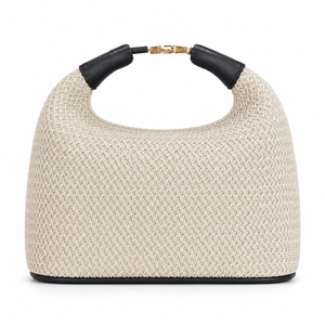 Bolso Hobo de Rafia Tejida en Forma de Media Luna, Etiqueta Privada BSCI, Bolso de Hombro de Paja Tejida para Verano con Asa de Cuero Premium - Product Image 3