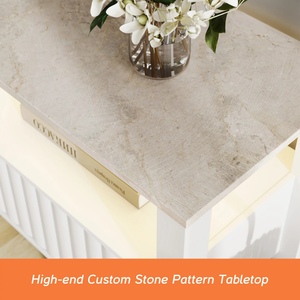 Soporte de TV <span class=keywords><strong>para</strong></span> soportes de TV de 75 pulgadas con luces LED, consola de medios, gabinete de centro de entretenimiento, mesa de televisión con 6 Estantes abiertos - Product Image 4