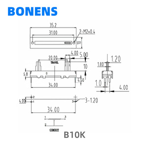 Potenciômetro deslizante mono B10K de <span class=keywords><strong>35mm</strong></span> 10k para mixer - Product Image 6