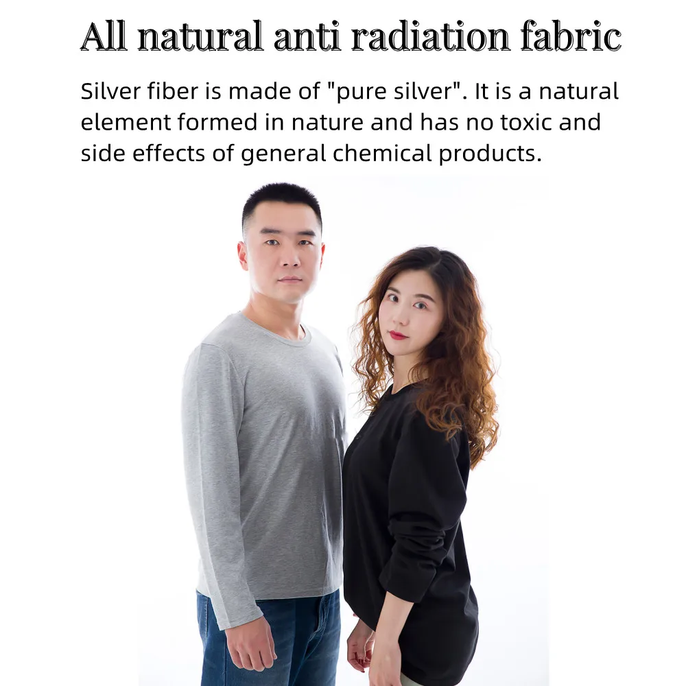 EMF Protection EMI Shielding Anti-Radiation Silver Fiber Clothes-Long  Sleeve Tops Underwear