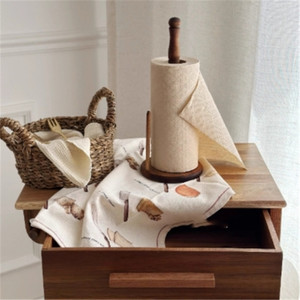 Wooden <b>Paper</b> Holder For <b>Kitchen</b> Tissues <b>Paper</b> Towels Round Design Upright Roll Stand - Product Image 3