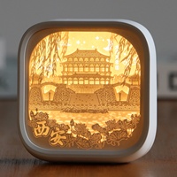 Lampe d'ambiance LED 3D à découpe papier, motif vue de ville, prix d'usine, souvenir de voyage, cadeau idéal pour les acheteurs