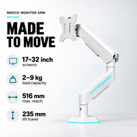 Support de moniteur de jeu à ressort à gaz, fixation de bureau entièrement articulée, support RGB pour écrans de 17 à 32 pouces, VESA 75 100