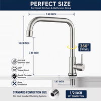 Robinet de cuisine monocommande en acier inoxydable 304, finition brossée, pour évier utilitaire, mitigeur moderne pour salle de bain