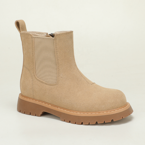 Botas <span class=keywords><strong>Chelsea</strong></span> <span class=keywords><strong>de</strong></span> Ante Caqui Elásticas para Niños con Cremallera Lateral, Suela Gruesa Antideslizante, Botas Casuales <span class=keywords><strong>de</strong></span> Otoño Invierno para Niños y Niñas - Product Image 1