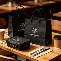 Sac en papier kraft biodégradable personnalisé avec logo imprimé pour la livraison de pâtes et salades à emporter
