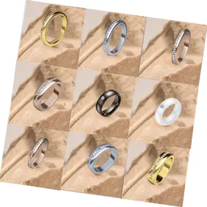 Fine Jewelry Nice Design 925 Sterling Silver Rainbow 18K Gold Loose Diamond Ceramic Ring For Women Men