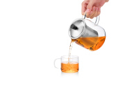 Samadoyo Promotion de Noël Éco-responsable : Service à Thé Moderne en Verre Borosilicate 4 Pièces – Théière 700ml, Tasses 150ml, Infuseur en Acier Inoxydable