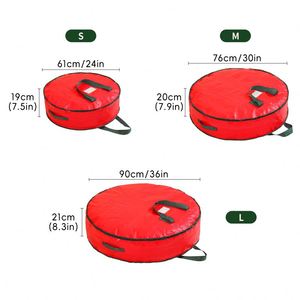 Bolsa de Almacenamiento para Coronas Navideñas de 24/30/36 Pulgadas, Color Rojo, con Asas de Transporte - Product Image 3