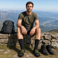 Chaussettes de randonnée personnalisées mi-mollet pour hommes et femmes, avec revers imprimé, tricot uni, bande de soutien de la voûte plantaire, coussinets pour les orteils et le talon, pour le trekking en extérieur