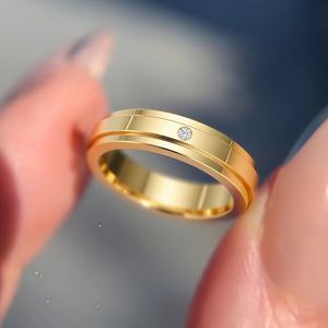 Ensemble de 2 bagues en or 18 carats plaqué or avec diamants synthétiques, belle bague de fiançailles et de mariage pour les couples, cadeau - Product Image 6