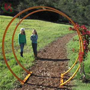 Jardín contemporáneo Puerta <span class=keywords><strong>de</strong></span> la <span class=keywords><strong>luna</strong></span> <span class=keywords><strong>de</strong></span> metal Diseño <span class=keywords><strong>de</strong></span> acero corten al aire libre privado Pérgola <span class=keywords><strong>de</strong></span> madera tratada a presión natural Pabellón Gazebo - Product Image 1