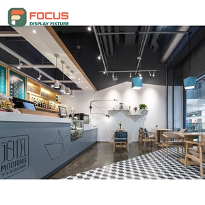 Mostrador de Servicio Iluminado para Cafetería, Acabado en Madera Laminada, Área de Servicio para Panadería, Mostrador de Servicio para Tienda - Product Image 4