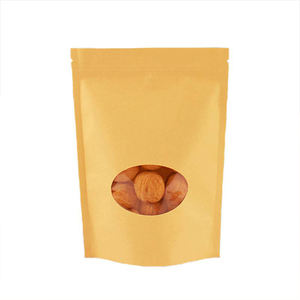 Wholesale Brown Resealable Stand up Pouch Zipper Kraft Paper <b>Bags</b> with Frosted Window for <b>Tea</b> Sugar Packaging Food - Product Image 1