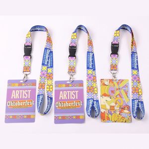 Cordon personnalisé en polyester à sublimation couleur, avec porte-badge rigide en PVC imprimé et boucle de sécurité, pour événements, festivals et badges d'artiste - Product Image 1