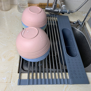 Nuovi prodotti da <span class=keywords><strong>cucina</strong></span> Roll Up stendino scolapiatti scolapiatti vassoio lavello porta spugna organizzatore - Product Image 2