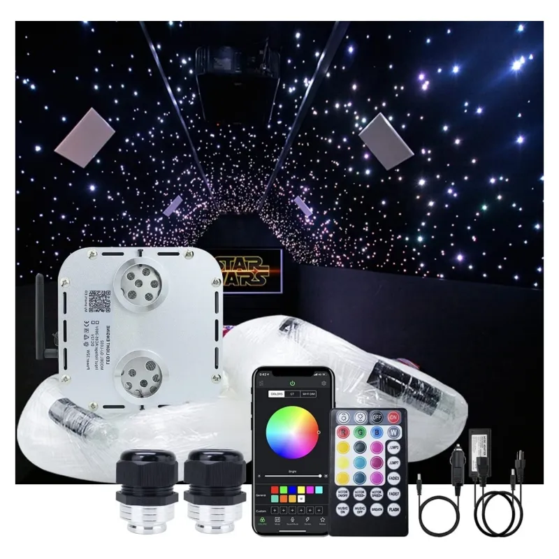 Kit de lumières à fibre optique pour le cinéma maison 32W double port Meteor Twinkle 800-2400 PCS RGBW LED Starlight Headliner