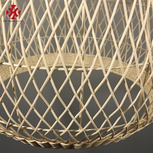 XH Handwoven Bamboo Jute Wicker Paper String Semi-Flush Mount Dome Ceiling Light <strong>Chandelier</strong> Pendant Lampshade Rattan Lighting