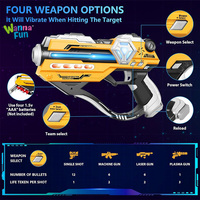 Set 2 Pistol Laser Tag Plastik dengan Rompi Layar Skor LED Digital, Pistol Mainan Multi-Fungsi Inframerah Otomatis