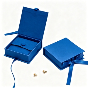 Custom Printed Earring Flip Lid Box with Ribbon Wholesale Jewelry Packaging Case Velvet Pouch For Earrings Retail Packaging - Product Image 6