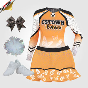 Groothandel <span class=keywords><strong>Cheerleading</strong></span> Uniformen Oranje Zwart En Wit Cheer Uniform Volwassen - Product Image 1
