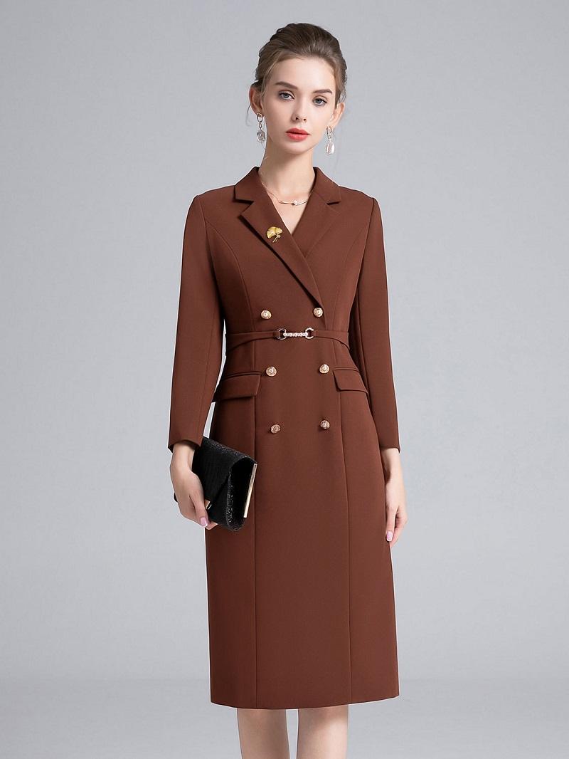 dress brown long long for women