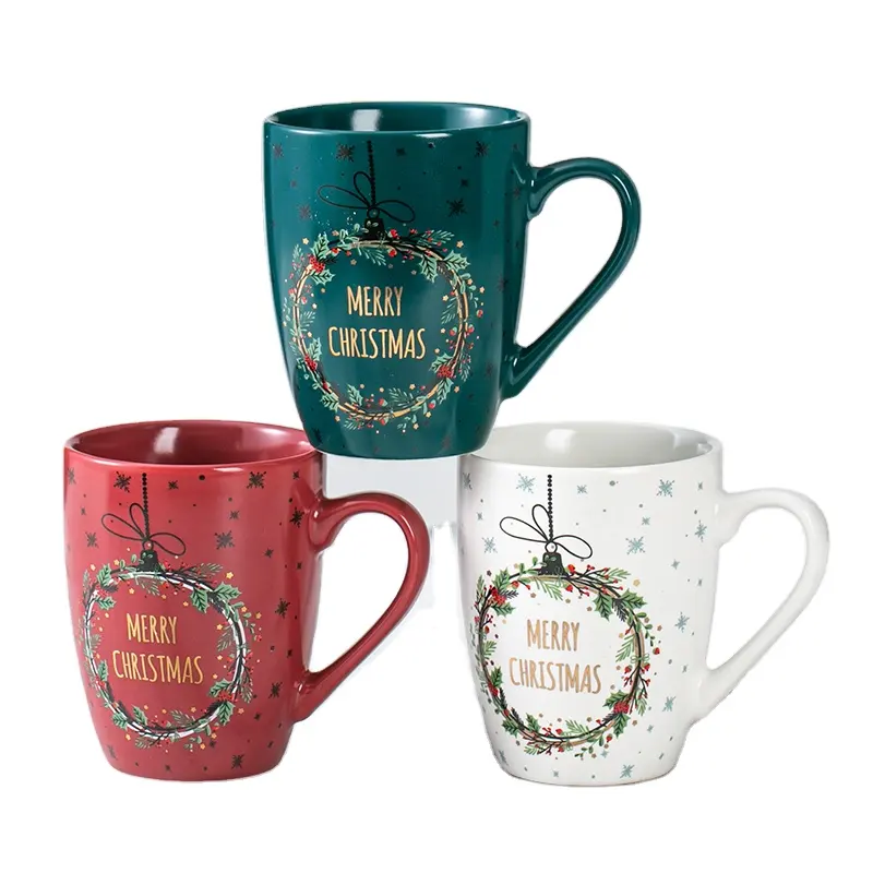 2022 Christmas New Design 11oz Barrel Shape Mug Stoneware Red color Christmas Mug gift promotional christmas gifts