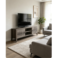 Meuble TV moderne avec table basse : Console multimédia élégante en bois pour salon