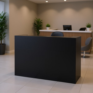 Comptoir de réception rectangulaire noir pour bureau, avec tiroir de rangement verrouillable de 47 pouces, idéal pour caisse, hall d'accueil et institut de beauté - Product Image 2