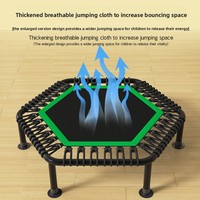 Trampolín Hexagonal Plegable de Polipropileno Seguro para Niños, Cama Elástica Interior para Fitness, con Red Protectora, Resistente a la Intemperie