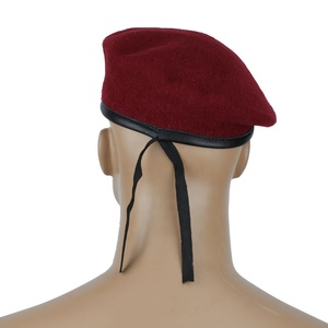 Béret en <span class=keywords><strong>Laine</strong></span> 100% Rouge Brodé de Haute Qualité Double Safe Factory, Casquette Tactique de Sécurité pour <span class=keywords><strong>Femme</strong></span> - Product Image 4