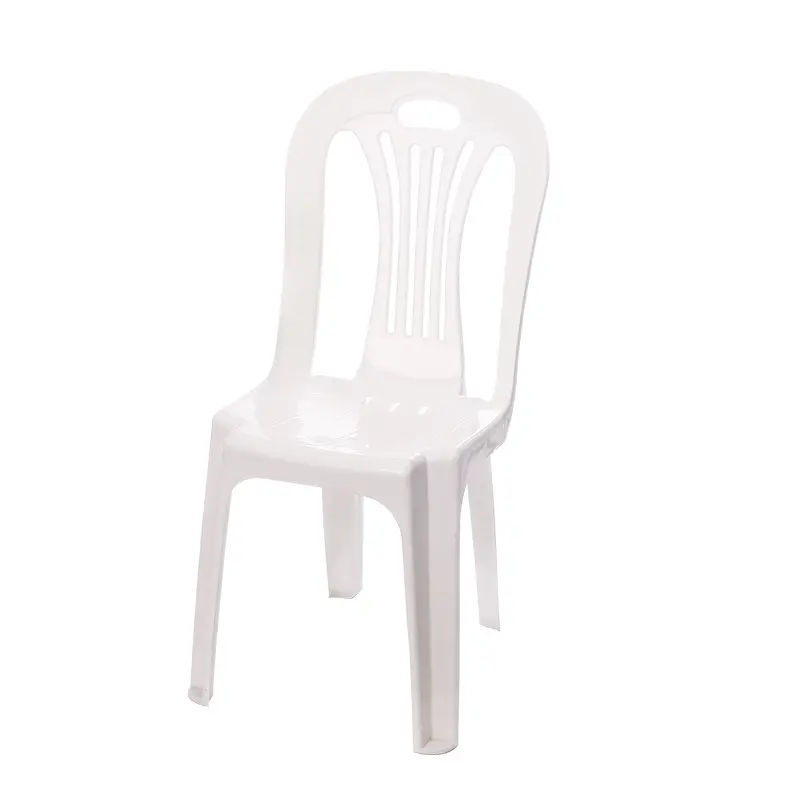 Commercio all'ingrosso senza braccioli sedia in plastica da esterno sedia in plastica impilabile bianca leggera