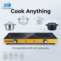 Cuisinière à induction à double plaque en céramique de 2400 watts Cuisinière réglable avec plaque chauffante solide