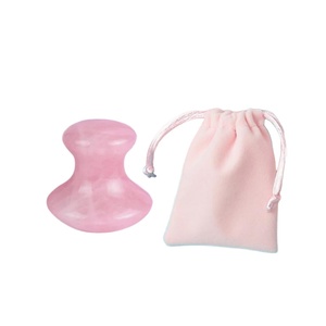 Mantar Şeklinde Gül Kuvars Akupresür Masaj Aleti - Çift Dışbükey Yüz ve Vücut Noktası Stimülasyon Taşı (4cm X 3.5cm, 60-65g) - Product Image 1