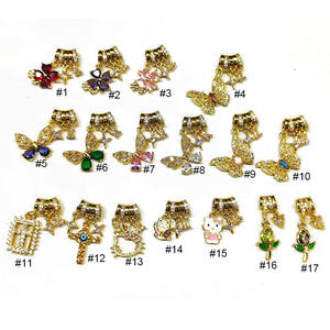 CZ9360 Dijes Colgantes Triples de <span class=keywords><strong>Mariposa</strong></span>, Flor de Tulipán y Circonita con Agujero Grande, Bañados en Oro de 18k, Compatibles con Pulseras de Estilo Europeo - Product Image 4