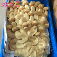 Extensions de cheveux humains brésiliens Raw Berrys Fashion 613, couleur blonde, ondulées, non-Remy, double trame, 3-5 mètres