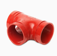 Raccord en T rainuré en fonte ductile galvanisé, peint en rouge époxy, UL FM ASTM A536, pour réduction égale, pour réseau d'irrigation