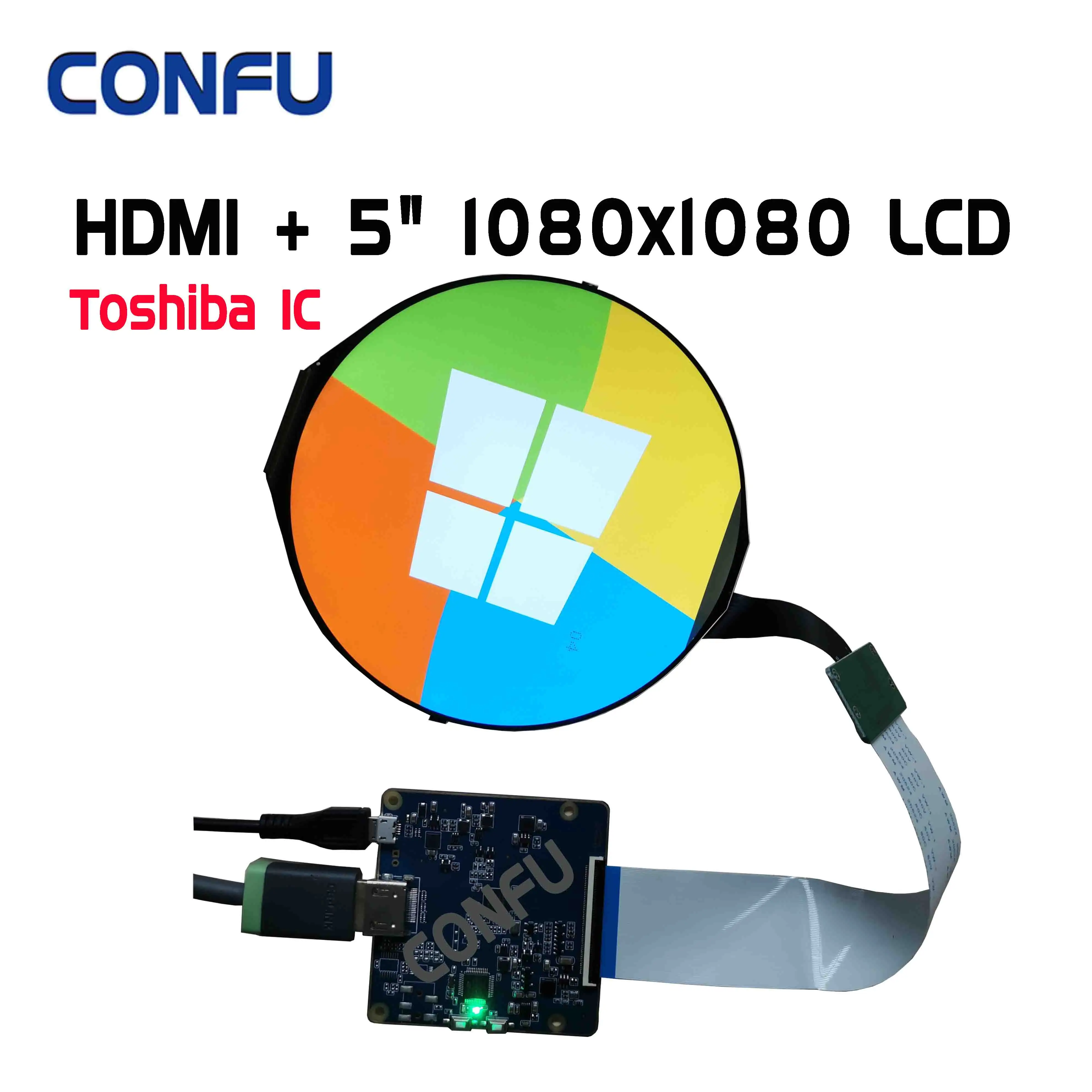 CONFU HDMIi נהג ממיר לוח 5 אינץ 1080x1080 סיבוב מעגלי תצוגת מסך פנל עבור Raspi פטל Pi 3 4 Config סין