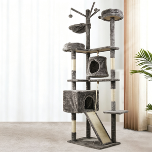 Arbre à chat multi-niveaux pour le commerce international, avec griffoir, niche et plateforme de saut intégrées, pour chats de grande taille, en sisal - Product Image 5