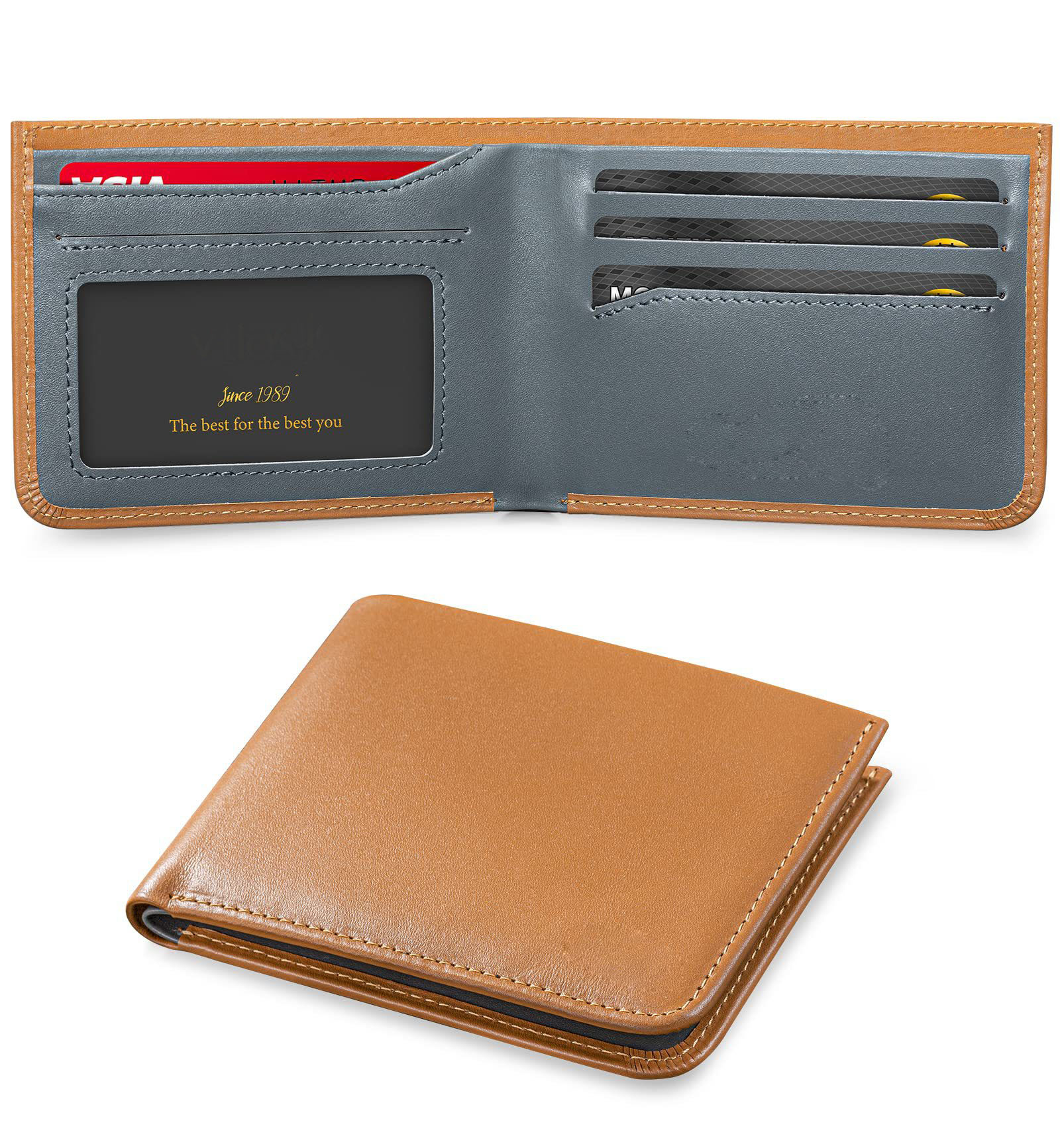 Индивидуальный Тонкий Модный бумажник с передним карманом из натуральной кожи, мужской бумажник двойного сложения