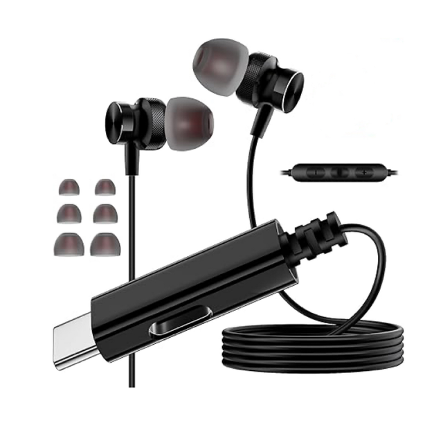 Innovative 2-in-1 USB-C Earphones with Integrated Charging Magnetic Type-C Wired Headphones Keep PC Phone Connected Charged