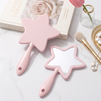 Miroir portable à poignée en forme d'étoile à cinq branches, finition chromée, pour les voyages, la beauté quotidienne, miroir de maquillage personnalisé à tenir en main