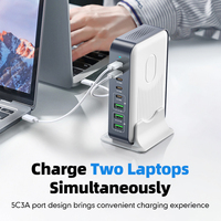 Chargeur rapide de bureau 200W PD 8 en 1, adaptateur USB Type C tout-en-un, station de charge intelligente pour téléphone portable/tablette/ordinateur portable
