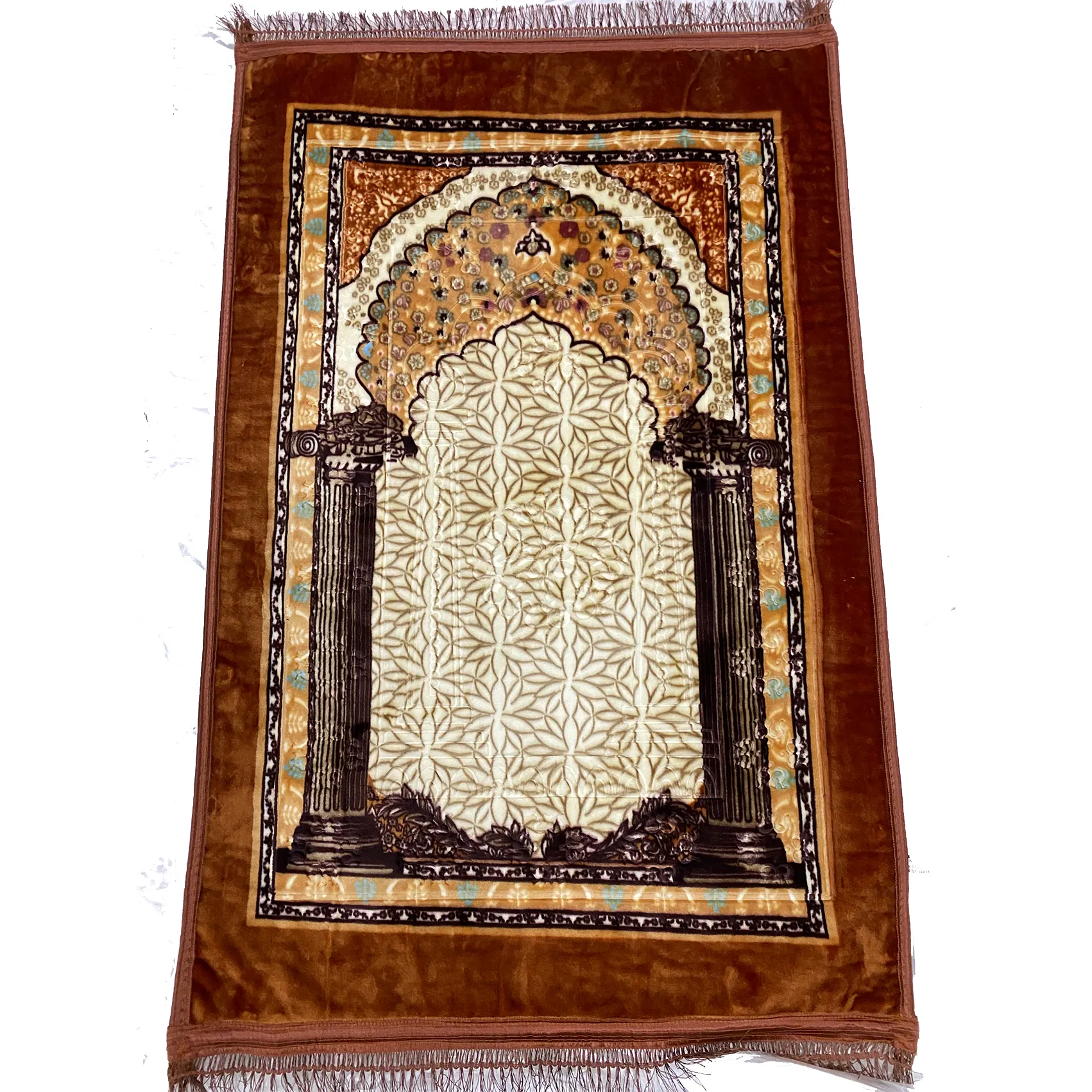 Ramadan Prayer rugs Muslim gifts premium prayer rugs can be customized wholesale Raschel printed emboxed liturgical rugs