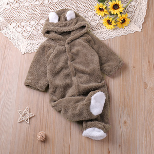 BABY Stram pler Unisex Baggy Hooded Coral Langarm Solid Button Closure Winter Stram pler für Kleinkinder & Kleinkinder Niedliches Design - Product Image 3