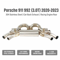 Sistem Knalpot Valvetronic Catback SS304 Kustom untuk Porsche 911 992 Exhaust 3.0T 2020-2023 Performa Muffler Upgrade Balap