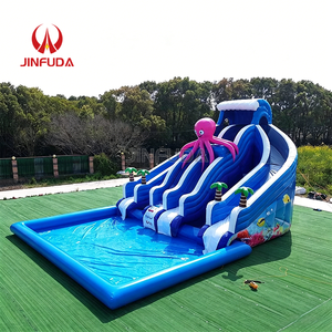 Parc aquatique gonflable commercial sur mesure en gros, parcours d'obstacles aquatiques au sol et toboggan pour parc aquatique - Product Image 1