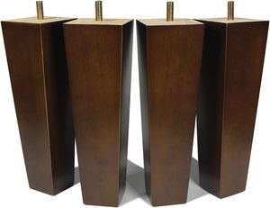 Pieds de meubles en plastique moulés par injection, robustes, style Mid-Century, coniques, 115 mm, imitation bois avec plaque noire et boulon pour chaise - Product Image 1